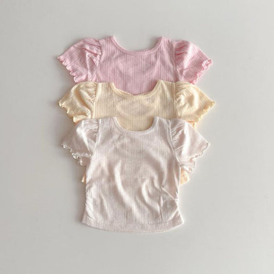 X-Shape Ruffle Tee Korean infant t-shirt in yellow made in Korea