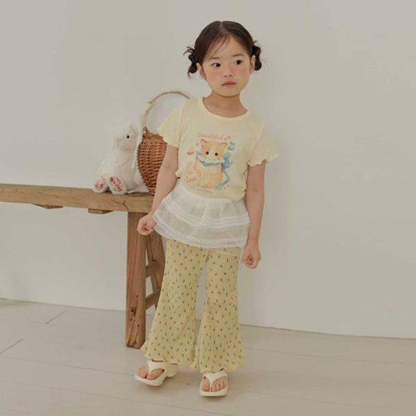 Floral Pleated Pants Korean toddler pants in ivory made in Korea
