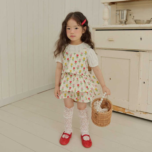 Mimi Skort Korean toddler skort in tulip floral made in Korea