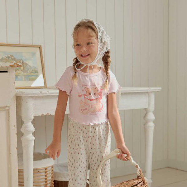 Love Kitty Tee Korean toddler t-shirt in ivory made in Korea