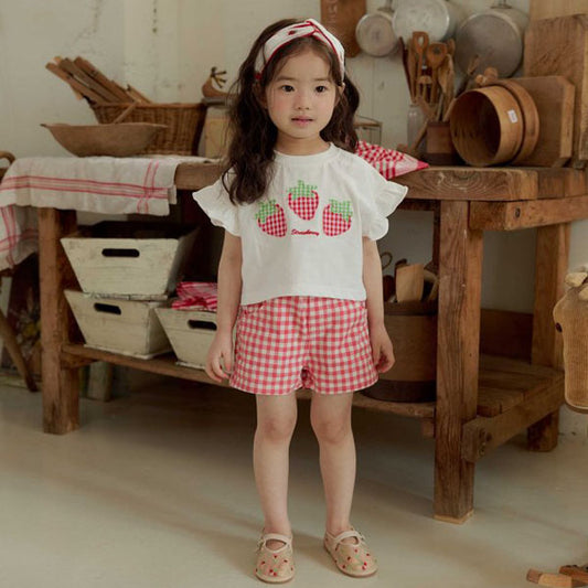 Check Heart Pants Korean toddler pants in red made in Korea