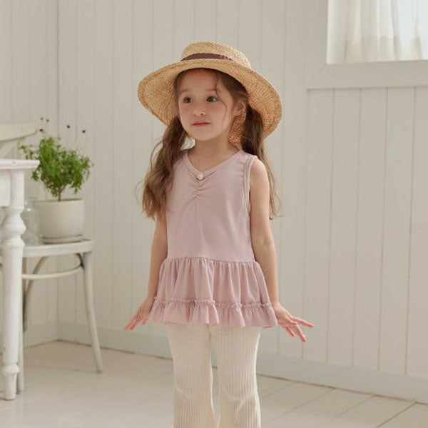 Rose Ruffle Tank Top Tee Korean toddler t-shirt in ivory made in Korea
