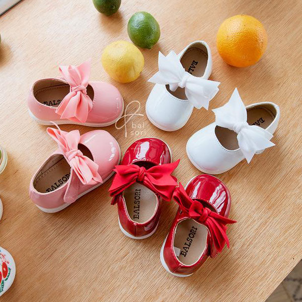Y857 Cutie Ribbon Squeaky Shoes Korean infant shoes in red made in Korea