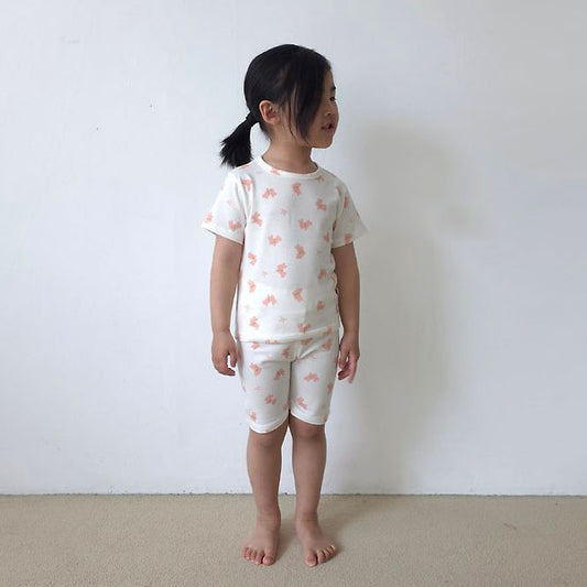 Single Short Sleeve Loungewear Korean infant loungewear in rabbit made in Korea