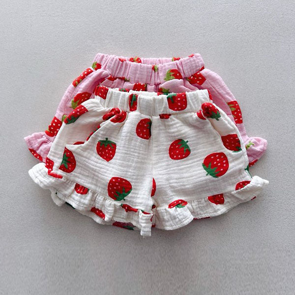 Strawberry Pants Korean toddler pants in cream made in Korea