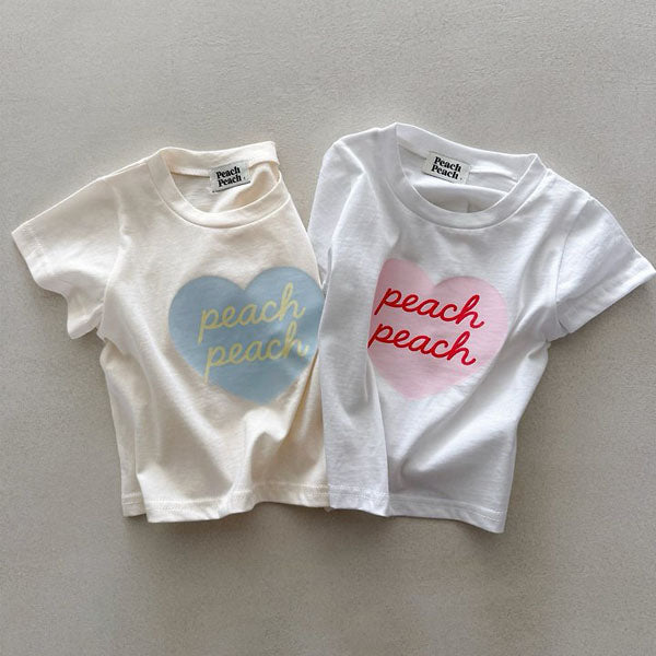 Peach Tee Korean toddler t-shirt in cream made in Korea