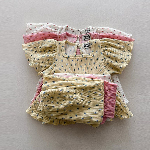 Coco Pleated Set Korean toddler set in yellow made in Korea