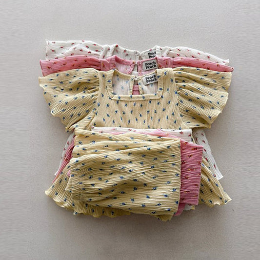 Coco Pleated Set Korean toddler set in yellow made in Korea