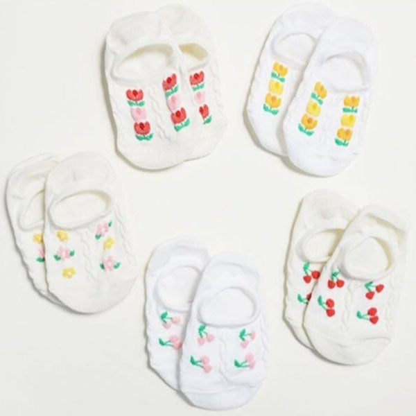 Tulip No-Show Socks Korean toddler accessory in 5-piece set made in Korea