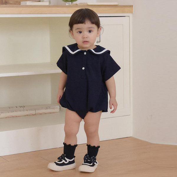 B Adele Sailor Bodysuit Korean infant bodysuit in navy made in Korea