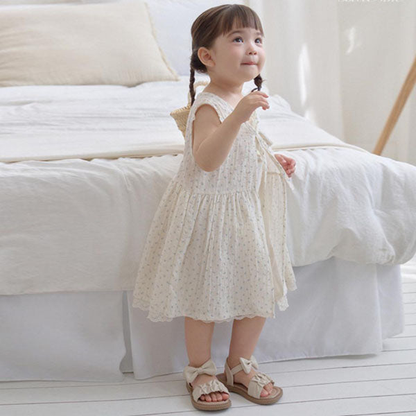 Leah Dress Korean infant dress in red floral made in Korea