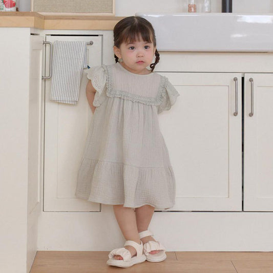 Shiny Dress Korean infant dress in mint gray made in Korea