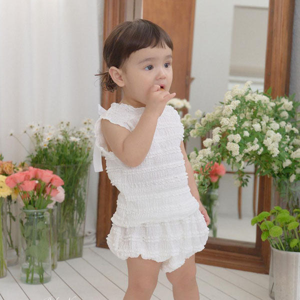 B Lulu Bloomer Set Korean infant set in white made in Korea