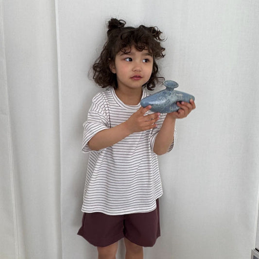 Stripe Short Sleeve Tee Korean toddler t-shirt in brown made in Korea