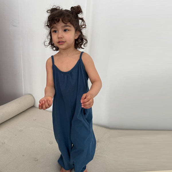 Cotton Summer Overalls Korean toddler overall in deep blue made in Korea