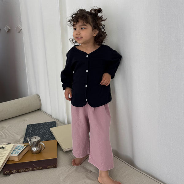 Ankle-Length Wide Pants Korean toddler pants in pink made in Korea