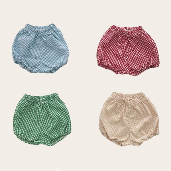 Check Short Bloomers Korean infant bloomer in beige made in Korea