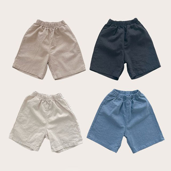 Linen 3/4-Length Pants Korean infant pants in oatmeal made in Korea