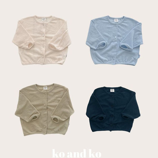Summer Waffle Cardigan Korean infant sweater in cream made in Korea