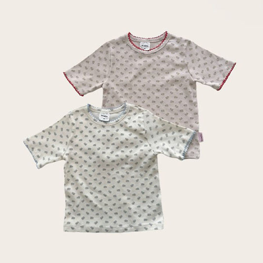 Floral Tee Korean infant t-shirt in cream made in Korea