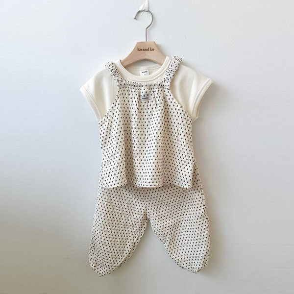 Organic Bloomer - Polka Dot Korean infant bloomer in cream dot made in Korea