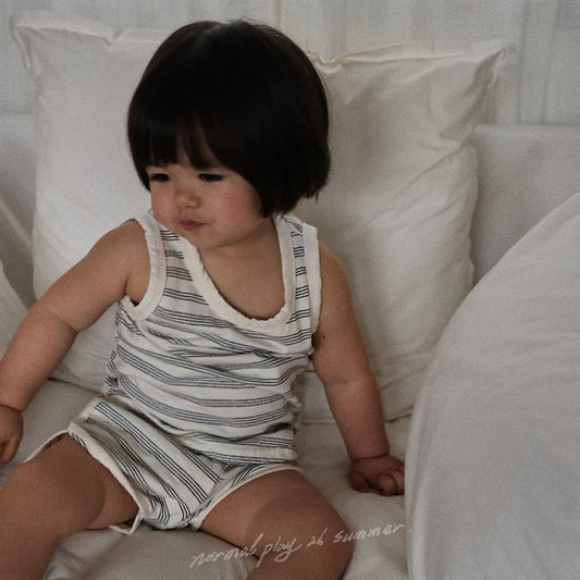 Chocolate Sleeveless Tee Korean infant t-shirt in ivory made in Korea