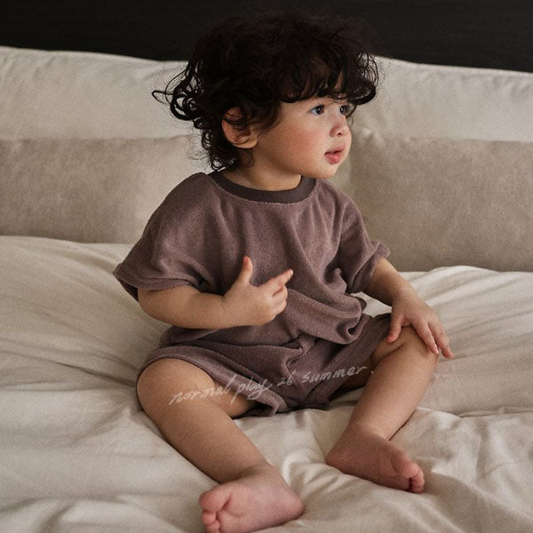 Terry 4-Length Pants Korean infant pants in heather made in Korea