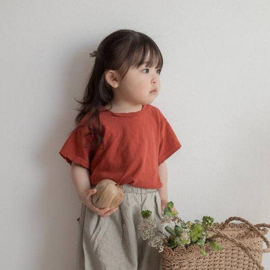 Single Tee Korean toddler t-shirt in red made in Korea