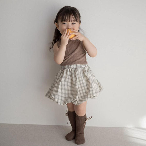 Check Cloud Skirt Korean toddler skirt in navy made in Korea