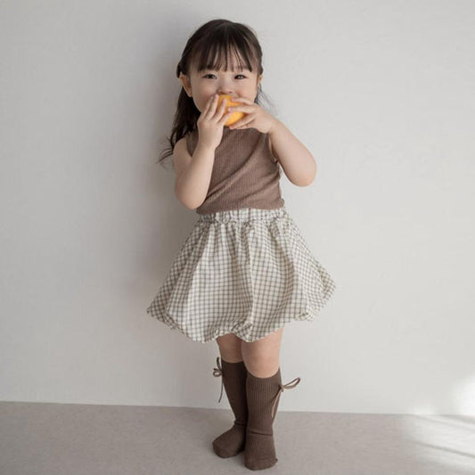 Check Cloud Skirt Korean toddler skirt in navy made in Korea