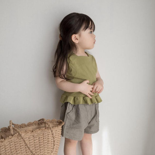 Ruffle Tank Top Korean toddler tank top in ivory made in Korea