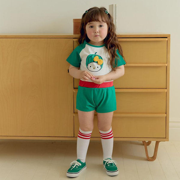 Fruit Top & Bottom Set Korean toddler set in peach made in Korea
