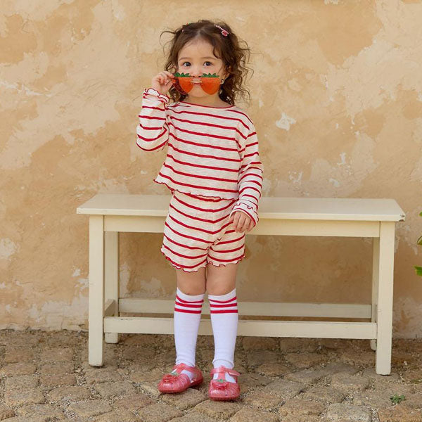 Duri Top & Bottom Set Korean toddler set in red made in Korea