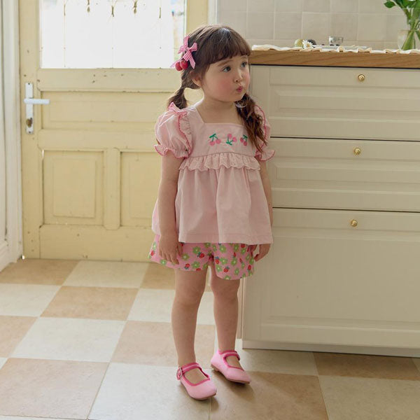 Fresh Strawberry Pants Korean toddler pants in white made in Korea