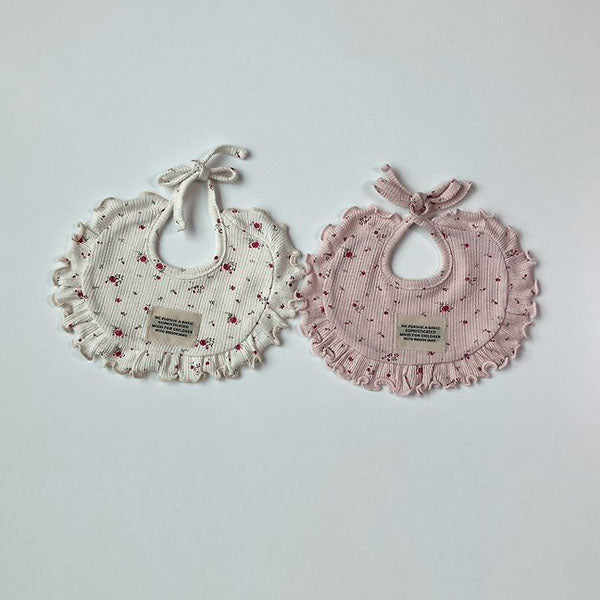 Floral Eyelet Bib Korean infant accessory in pink made in Korea