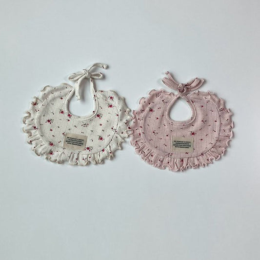 Floral Eyelet Bib Korean infant accessory in pink made in Korea