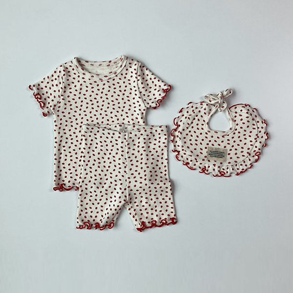 Berry Short Sleeve Set-Up Korean infant set in ivory made in Korea