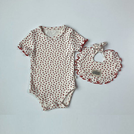 Berry Short Sleeve Bodysuit Korean infant bodysuit in ivory made in Korea