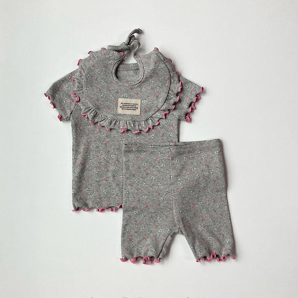 Flare Set-Up Korean infant set in heather made in Korea
