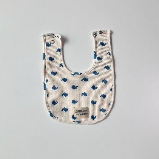 Blue Whale Bib Korean infant accessory in ivory made in Korea