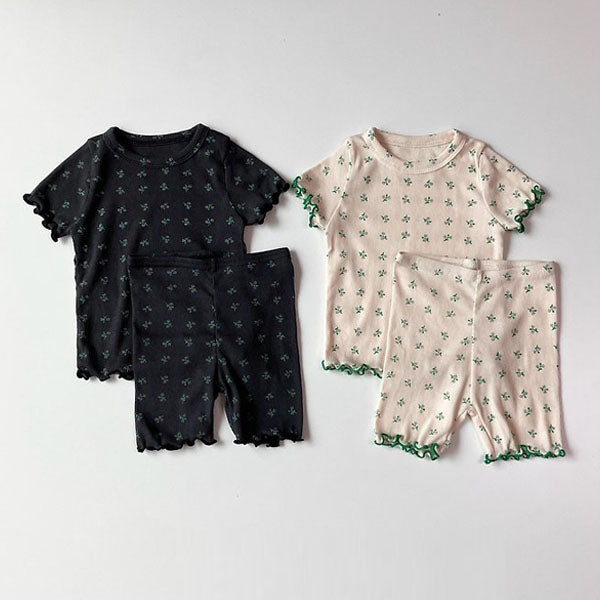 Fog 2 Short Sleeve Set-Up Korean infant set in cream made in Korea