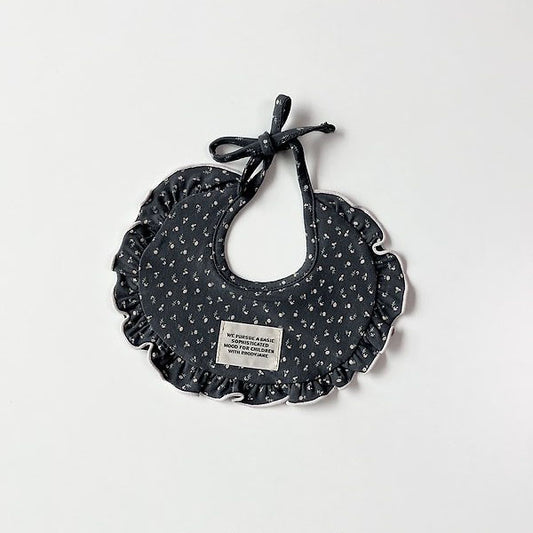 Carrot Flower Bib Korean infant accessory in charcoal made in Korea