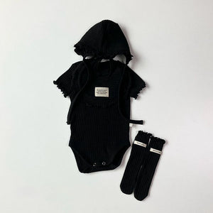 Black Ruffle Short Sleeve Bodysuit