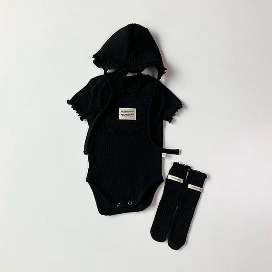 Black Ruffle Socks Korean infant accessory in black made in Korea