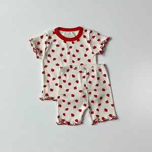 Eyelet Strawberry Short Sleeve Set-Up