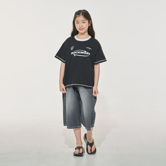 Folded Bermuda Pants Korean juniors pants in dark denim made in Korea