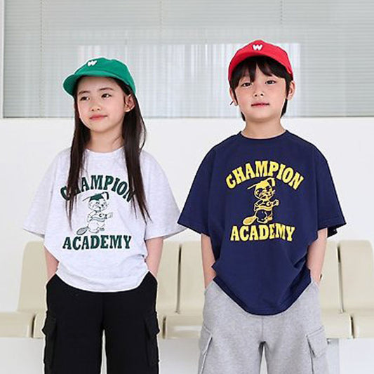 Academy Tee Korean toddler t-shirt in light heather made in Korea