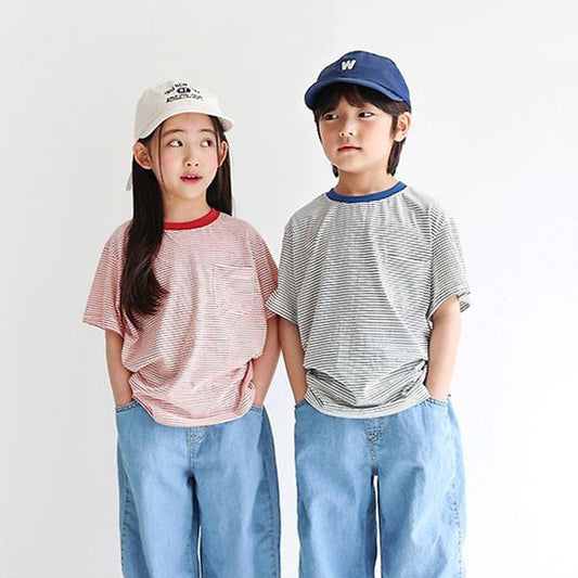 Kitsch Stripe Tee Korean toddler t-shirt in blue made in Korea