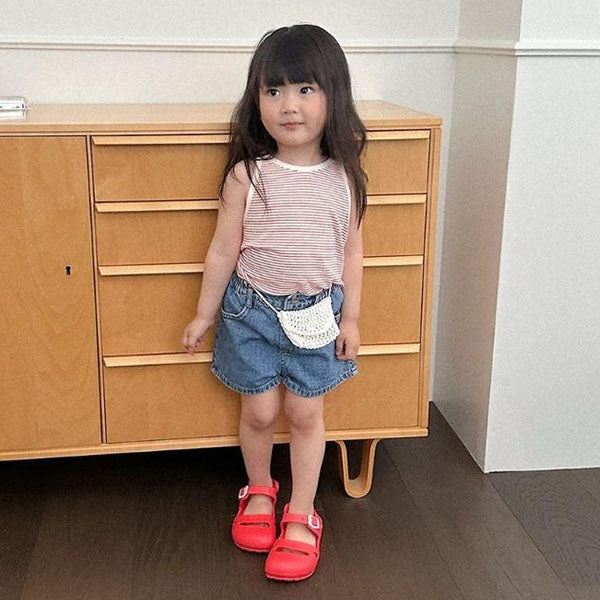 Veil Short Denim Korean toddler pants in light denim made in Korea