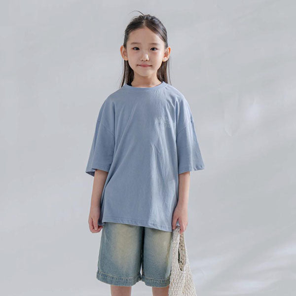 Wanna Short Sleeve Tee Korean toddler t-shirt in sky blue made in Korea